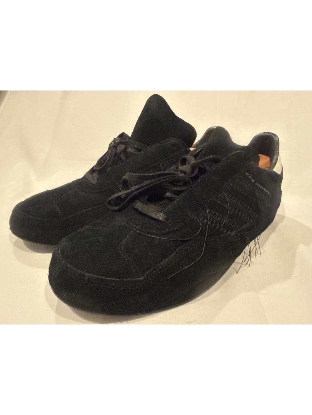 Y-3 Yohji Yamamoto Black Suede Sneakers with Signature Stitching Size 12 1/2